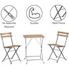 image:imageFolding Patio Bistro Set  3Piece Acacia Wood and Steel Caf Table and Chairs for Porch Deck Garden or Balcony Furniture by Lavish Home Brown