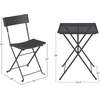 image:imageFolding Patio Bistro Set  3Piece Rattan and Steel Caf Table and Chairs for Porch Deck Garden or Balcony Furniture by Lavish Home Black