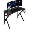 image:imageGaming Computer Desk  Carbon Fiber Texture Finish PC Desk with Cup Holder Headphones Hanger K Shaped Legs Cable Management by Lavish Home Black