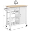 image:imageKitchen Island with Towel Rack and Shelves for Storage  Rolling Cart to Use as Coffee Bar Microwave Stand or Kitchen Storage by Lavish Home White