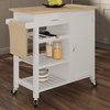 image:imageKitchen Island with Towel Rack and Shelves for Storage  Rolling Cart to Use as Coffee Bar Microwave Stand or Kitchen Storage by Lavish Home White