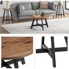image:imageLavish Home 3Piece Coffee Table Set  Industrial Modern Round Coffee Table and 2 Side Tables  for Living Room Apartment or Dorm Room Walnut