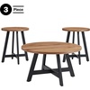 image:imageLavish Home 3Piece Coffee Table Set  Industrial Modern Round Coffee Table and 2 Side Tables  for Living Room Apartment or Dorm Room Walnut