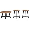 image:imageLavish Home 3Piece Coffee Table Set  Industrial Modern Round Coffee Table and 2 Side Tables  for Living Room Apartment or Dorm Room Walnut