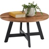 image:imageLavish Home 3Piece Coffee Table Set  Industrial Modern Round Coffee Table and 2 Side Tables  for Living Room Apartment or Dorm Room Walnut