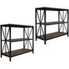 image:imageLavish Home 3Tier Industrial Bookshelf Brown Woodgrain 355x15x3125Set of 2