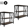 image:imageLavish Home 3Tier Industrial Bookshelf Brown Woodgrain 355x15x3125Set of 2