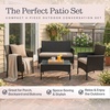image:imageLavish Home 4Piece Patio Furniture Set  Rattan Outdoor Couch 2 Patio Chairs and Table Combo  Cushioned Deck Pool or Porch Furniture Black