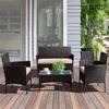 image:imageLavish Home 4Piece Patio Furniture Set  Rattan Outdoor Couch 2 Patio Chairs and Table Combo  Cushioned Deck Pool or Porch Furniture Black