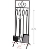 image:imageLavish Home 5Piece Fireplace Tools Set  Fire Tools for Fire Places Fire Pits and Woodstoves  IndoorOutdoor Fireplace Accessories with Poker Tongs Brush Shovel and Stand BlackBlack