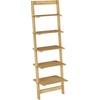 image:imageLavish Home 5Tier Ladder Shelf  50Inch Narrow Leaning Bookshelf  Wooden Bookcase for Living Room Bathroom Kitchen Office or Bedroom Furniture Oak