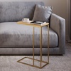image:imageLavish Home CShaped End Table Marble Side Table with Gold Iron Frame 26 TallNatural