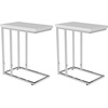 image:imageLavish Home CShaped Sofa Side Table  Modern End Table Laptop Tray or Compact Bedside Nightstand  Space Saving Furniture by Lavish Home WhiteSet of 2