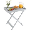 image:imageLavish Home End Folding Modern Minimalist Wooden Contemporary Side Table Multifunctional Portable Stylish Serving Snack or Lap Tray Suitable for Indoor and Outdoor Use  BROWNGrey
