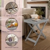 image:imageLavish Home End Folding Modern Minimalist Wooden Contemporary Side Table Multifunctional Portable Stylish Serving Snack or Lap Tray Suitable for Indoor and Outdoor Use  BROWNGrey