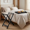 image:imageLavish Home End Folding Modern Minimalist Wooden Contemporary Side Table Multifunctional Portable Stylish Serving Snack or Lap Tray Suitable for Indoor and Outdoor Use  BROWNBlack