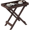 image:imageLavish Home End Folding Modern Minimalist Wooden Contemporary Side Table Multifunctional Portable Stylish Serving Snack or Lap Tray Suitable for Indoor and Outdoor Use  BROWNBrown