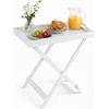 image:imageLavish Home End Folding Modern Minimalist Wooden Contemporary Side Table Multifunctional Portable Stylish Serving Snack or Lap Tray Suitable for Indoor and Outdoor Use  BROWNWhite
