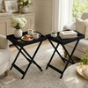 image:imageLavish Home End Folding Modern Minimalist Wooden Contemporary Side Table Multifunctional Portable Stylish Serving Snack or Lap Tray Suitable for Indoor and Outdoor Use  BROWNBlack