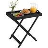 image:imageLavish Home End Folding Modern Minimalist Wooden Contemporary Side Table Multifunctional Portable Stylish Serving Snack or Lap Tray Suitable for Indoor and Outdoor Use  BROWNBlack