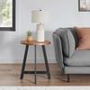 image:imageLavish Home End Table  Industrial Side Table with MDF Top and Metal Frame  Round Table for Living Room Bedroom Hallway or Dorm Room Walnut