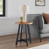 image:imageLavish Home End Table  Industrial Side Table with MDF Top and Metal Frame  Round Table for Living Room Bedroom Hallway or Dorm Room Walnut