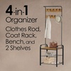 image:imageLavish Home Entryway Bench with Coat Rack  Metal Hall Tree with Seat Hooks and Shoe Storage  Rustic Farmhouse Freestanding Mudroom Furniture