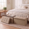 image:imageLavish Home Folding Storage Ottoman Bench Beige 30Beige