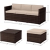 image:imageLavish Home Patio Furniture Set  3Piece Rattan Outdoor Sectional Ottoman and Table Combo  Deck Pool Sunroom or Backyard Furniture Brown
