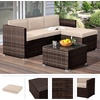 image:imageLavish Home Patio Furniture Set  3Piece Rattan Outdoor Sectional Ottoman and Table Combo  Deck Pool Sunroom or Backyard Furniture Brown