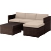 image:imageLavish Home Patio Furniture Set  3Piece Rattan Outdoor Sectional Ottoman and Table Combo  Deck Pool Sunroom or Backyard Furniture Brown