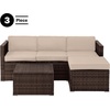 image:imageLavish Home Patio Furniture Set  3Piece Rattan Outdoor Sectional Ottoman and Table Combo  Deck Pool Sunroom or Backyard Furniture Brown