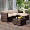 image:imageLavish Home Patio Furniture Set  3Piece Rattan Outdoor Sectional Ottoman and Table Combo  Deck Pool Sunroom or Backyard Furniture Brown