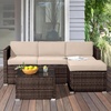 image:imageLavish Home Patio Furniture Set  3Piece Rattan Outdoor Sectional Ottoman and Table Combo  Deck Pool Sunroom or Backyard Furniture Brown