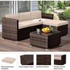 image:imageLavish Home Patio Furniture Set  3Piece Rattan Outdoor Sectional Ottoman and Table Combo  Deck Pool Sunroom or Backyard Furniture Brown