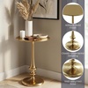 image:imageLavish Home Pedestal Table Vintage Antiqued Gold Side Table 16W x 22HGoldMetal