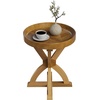 image:imageLavish Home Pedestal Table Vintage Antiqued Gold Side Table 16W x 22HNatural StainWood