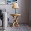 image:imageLavish Home Pedestal Table Vintage Antiqued Gold Side Table 16W x 22HNatural StainWood