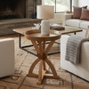 image:imageLavish Home Pedestal Table Vintage Antiqued Gold Side Table 16W x 22HNatural StainWood