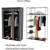 image:imageLavish Home Portable Closet  Freestanding Covered Garment Rack Wardrobe with 5 Shelves for Hanging Clothes with Dust Cover and Metal Frame Black