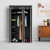 image:imageLavish Home Portable Closet  Freestanding Covered Garment Rack Wardrobe with 5 Shelves for Hanging Clothes with Dust Cover and Metal Frame Black