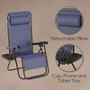image:imageLavish Home Set of 2 ZeroGravity Chairs  Folding Patio Furniture  Outdoor Recliners with Side Table Cup or Phone Holder and Chair Pillow Navy