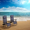 image:imageLavish Home Set of 2 ZeroGravity Chairs  Folding Patio Furniture  Outdoor Recliners with Side Table Cup or Phone Holder and Chair Pillow Navy