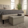 image:imageLavish Home Storage Ottoman  30Inch Folding Faux Leather Footrest Linen Chest or Bench with Removable Divider for Living Room or Bedroom Gray