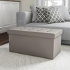 image:imageLavish Home Storage Ottoman  30Inch Folding Faux Leather Footrest Linen Chest or Bench with Removable Divider for Living Room or Bedroom Gray