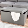 image:imageLavish Home Storage Ottoman  30Inch Folding Faux Leather Footrest Linen Chest or Bench with Removable Divider for Living Room or Bedroom Gray
