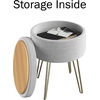 image:imageLavish Home Storage Ottoman  Velvet Footrest Side Table or Organizer with Removable Flip Top Hard Lid and Hairpin Legs for Living Room Gray and Gold
