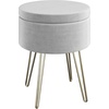 image:imageLavish Home Storage Ottoman  Velvet Footrest Side Table or Organizer with Removable Flip Top Hard Lid and Hairpin Legs for Living Room Gray and Gold