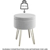 image:imageLavish Home Storage Ottoman  Velvet Footrest Side Table or Organizer with Removable Flip Top Hard Lid and Hairpin Legs for Living Room Gray and Gold
