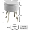 image:imageLavish Home Storage Ottoman  Velvet Footrest Side Table or Organizer with Removable Flip Top Hard Lid and Hairpin Legs for Living Room Gray and Gold